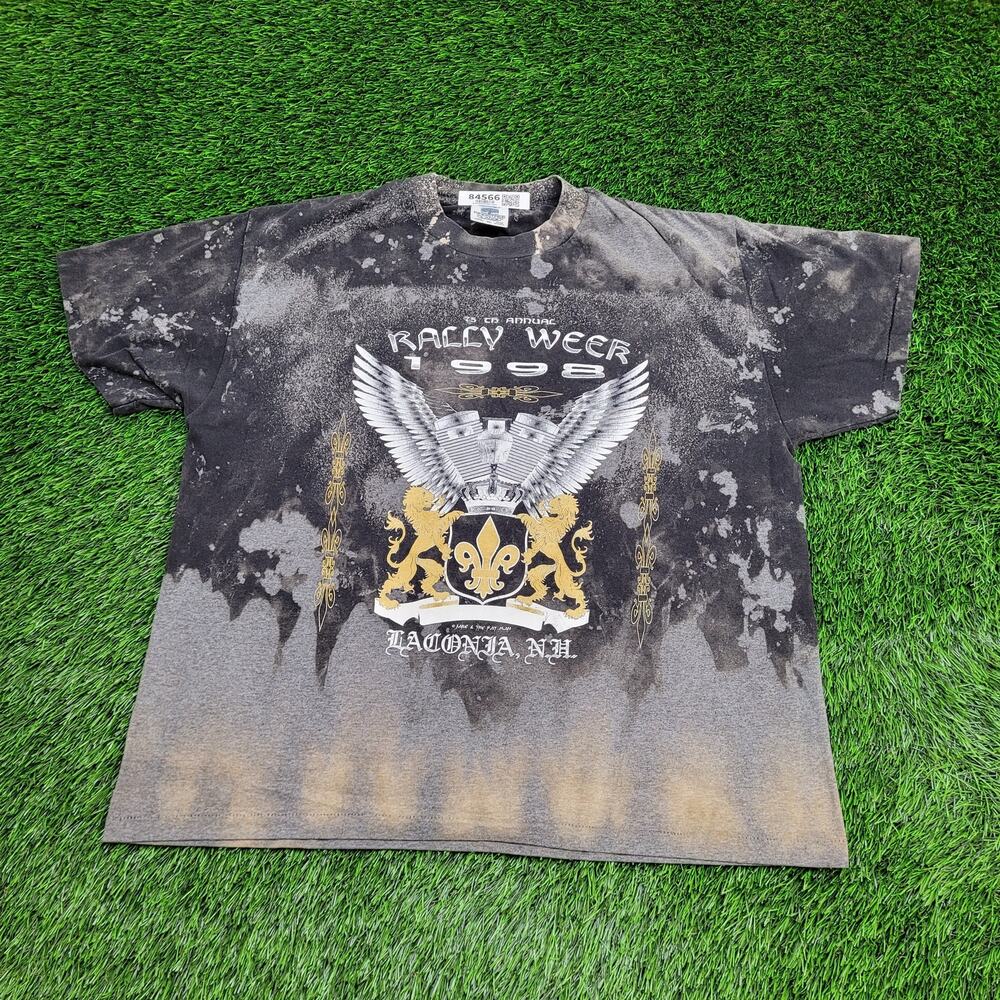 Vintage 1998 Lacona Bike Rally Shirt XL 24x26 Bleached Lion